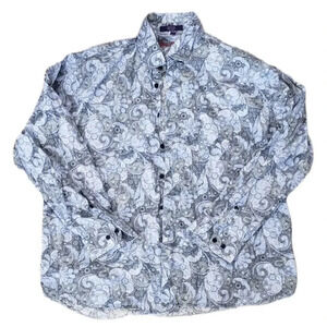 Alan Flusser Blue Paisley Cotton Shirt XL